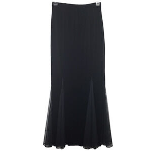 Xscape By Joanna Chen Velvet Chiffon Maxi Skirt Black Mermaid Goth Petite Small